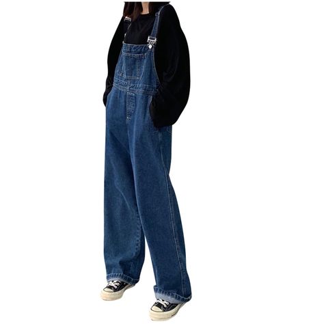 PRICES MAY VARY. Denim baggy pants jumpsuit, retro streetwear. Boyfriend jeans for women, jeans jumpsuits for women casual, jeans overall, loose slim, fashion long overall pants. Denim jumpsuits for women, loose jean jumpsuits suitable for all seasons casual wear, family together, holiday, vacation, school, street look, shopping, dating, traveling, essentially any other casual occasion requires. Women's loose overalls are casual and fashionable, 1 piece long denim overalls, solid color loose straight leg jumpsuit, paired with tube top, T-shirt, button-down shirt, short-sleeved shirt, short vests are all pretty good. It also pair well with cardigans, pullover sweaters, sweatshirts for winter/ fall. Feature: Denim jumpsuit for women: sleeveless, adjustable spaghetti straps, square neck, pock Denim Overalls Outfit Aesthetic, How To Style Overalls, Oversized Overalls Outfit, 90's Overalls, Outfits With Overalls, Overalls Outfit Aesthetic, Overalls Aesthetic, Over Alls, 90s Fashion Overalls