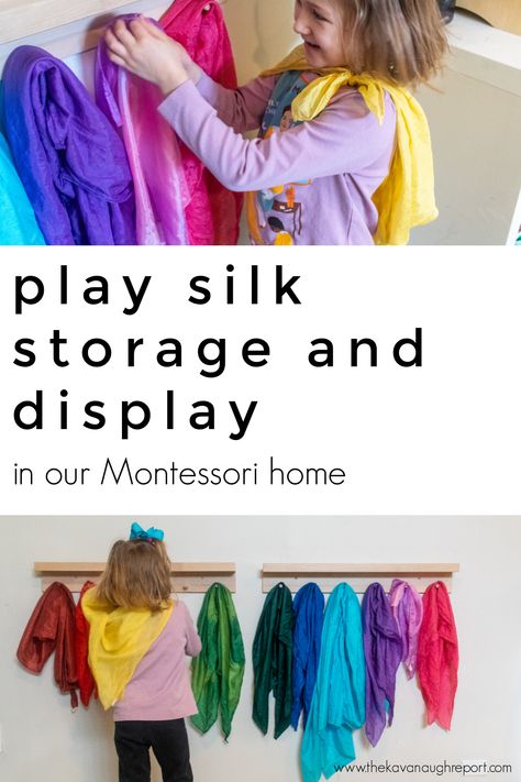 Play Silk Display and Storage Play Silks, Montessori Home, Homeschool Lesson Plans, Indoor Swing, Montessori Ideas, How To Start Homeschooling, Home Daycare, Open Ended Play, Homeschool Lesson