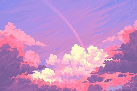 Wallpaper - anime - pink - sky - homescreen - computer 1024 X 576 Pixels Aesthetic, 1024 X 576 Pixels, 1024 X 576, Pixel Art Landscape, Zestaw Ikon, Piskel Art, Pixel Art Background, Arte 8 Bits, 8bit Art