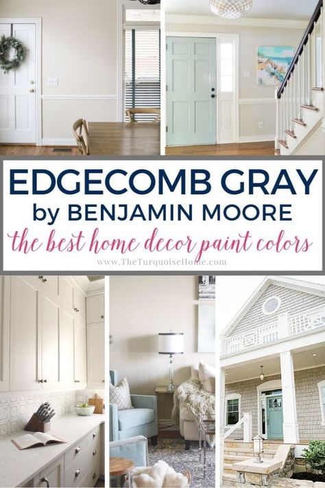 Edgecomb Gray by Benjamin Moore wall color | paint color Benjamin Moore Edgecomb Gray, Home Decor Paint, Edgecomb Gray, Greige Paint Colors, Turquoise Kitchen, Greige Paint, Decor Pad, Popular Paint Colors, Dekor Diy