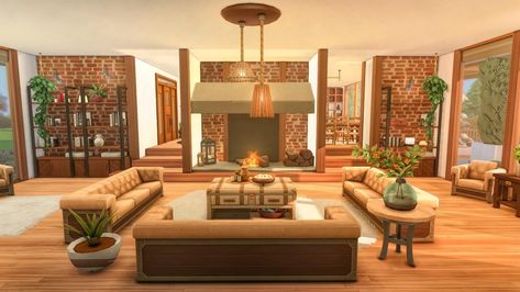 Sims 4 Mansion Living Room, Big Living Room Ideas Sims 4, Sims Lounge Ideas, Sims Mansion Interior, Sims 4 Lounge Ideas, Sims 4 Big Living Room, Sims 4 Luxury Living Room, Sims 4 Lounge Room, Midcentury Mansion