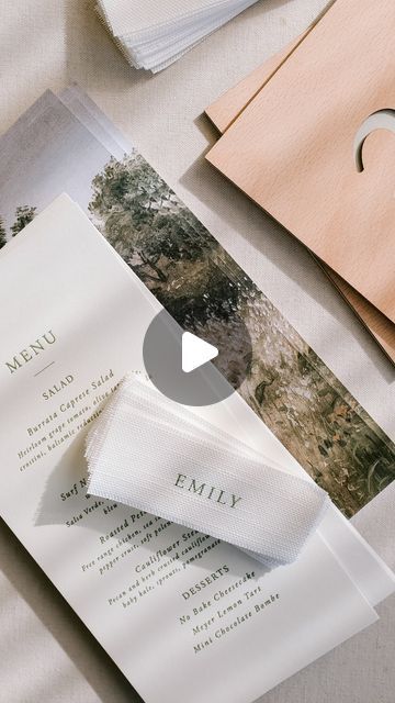 Michaela McBride Calligraphy on Instagram: "What do you think about linen placecards?! 😍 
Warm, earthy, late summer hues for A&A 🌾🪵🕯️ Adore this double sided Menu which we carried through from the Invitations. Completed with linen place cards, wooden table numbers & romantic linen signage!" Linen Signage, Wooden Table Numbers, Menu Wedding, Free Range Chickens, Mini Desserts, Wooden Table, Late Summer, Wooden Tables, Table Numbers