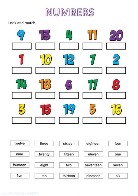 Esl Worksheets For Beginners, Number Words Worksheets, English Activities For Kids, English For Beginners, Math Number Sense, English Worksheets For Kids, Kids English, Numbers For Kids, English Fun