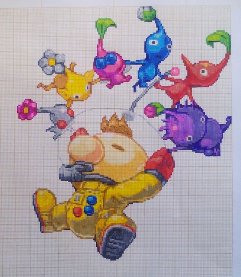 Pikmin Cross Stitch, Pikmin Pixel Art, Pikmin Perler Beads, Pikmin Crochet, Pikmin Art, Super Smash Bros Characters, Art Plan, Art Pixel, Toddler Table