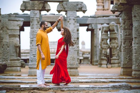 Archana & Nikhil | Pre-Wedding Shoot | Lepakshi Temple Saree Pre Wedding Photoshoot, Temple Couple, Temple Photoshoot, Temple Shoot, Lepakshi Temple, Temple Wedding Photography, Pre Wedding Photoshoot Props, Pre Wedding Photoshoot Outfit, Temple Photography