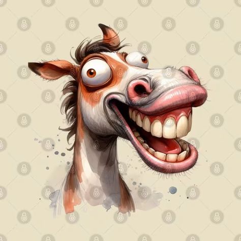 Funny laughing horse - Funny Horse - T-Shirt | TeePublic Laughing Horse, Horse Funny, Drawing Meme, Cow Illustration, Horse Pillow, Horse Hoodies, Cloud Stickers, Horse Posters, Horse Portrait