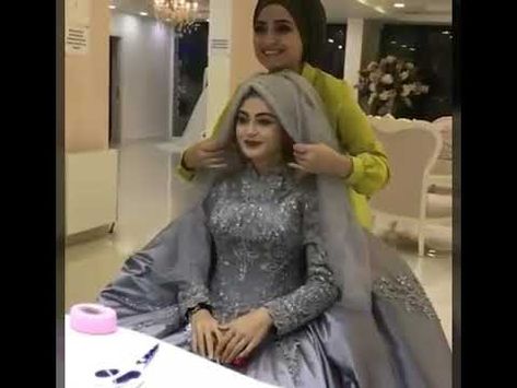 Hijab Tutorial, Wedding Hijab Style #hijab #hijabtutorial - YouTube Bridal Hijab Tutorial, Turkish Hijab Tutorial, Muslim Wedding Hijab, Wedding Hijab Style, Hijabi Wedding, Wedding Hijab Styles, Bridal Hijab Styles, Hijab Gown, Arabic Wedding Dresses