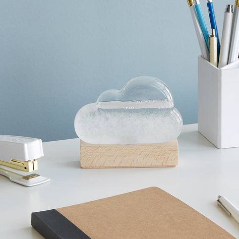 An adorable little storm cloud that'll predict the weather so they'll always know when it's about to rain! This contains special liquid that crystalizes in different patterns as the air pressure changes. A descendant of the "storm glass," this works the same way, and will look oh so lovely on their desk or windowsill! Small Gifts For Men, Creative Home Decor, Storm Clouds, Decor Idea, Unusual Gifts, Small Gift, Gifts For Coworkers, Small Gifts, Fathers Day Gifts