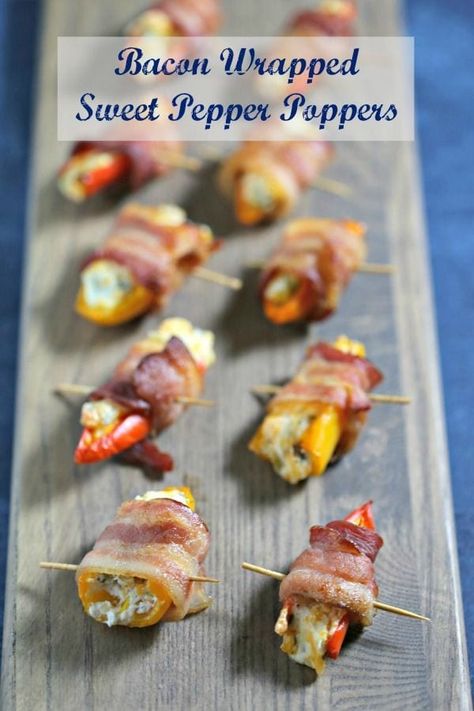 Bacon Wrapped Stuffed Mini Sweet Peppers, Stuffed Peppers Wrapped In Bacon, Bacon Wrapped Mini Peppers, Bacon Wrapped Bell Peppers, Bacon Wrapped Sweet Peppers, Bacon Wrapped Stuffed Peppers, Stuffed Sweet Peppers Appetizer, Sweet Pepper Poppers, Stuffed Mini Sweet Peppers