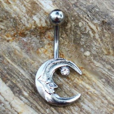 316L Stainless Steel Moon and Star Navel Ring | Fashion Hut Jewelry Pretty Belly Button Rings, Silver Belly Button Rings, Moon Belly Button Piercing, Cool Belly Button Piercings, Bellybuttonpiercing Jewelry, Naval Piercings, Cute Belly Button Piercing, Moon And Star Design, Cute Belly Rings