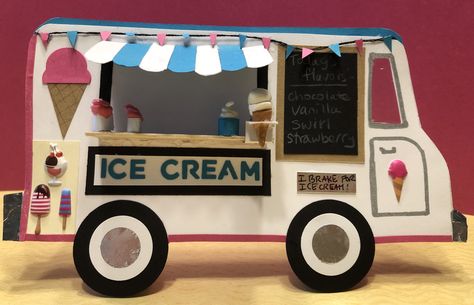 Ice Cream Truck Craft, Specials Chalkboard, Ice Cream Shop Names, Xmas Village, Ice Cream Crafts, Operation Christmas Child Shoebox, Truck Crafts, Ice Cream Cups, Tiny Spoons