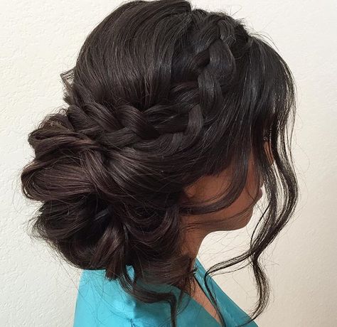 Braided updo Updos For Prom, Quinceanera Hairstyles, Quince Hairstyles, Fancy Hairstyles, Wedding Hair And Makeup, Homecoming Hairstyles, Hair Dos, Bridesmaid Hair, Hair Updos