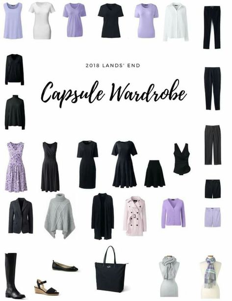 Lavender capsule wardrobe from Lands' End. Lavender Capsule Wardrobe, Capsule Wardrobe Purple, Lilac Capsule Wardrobe, Purple Capsule Wardrobe, Dark Academia Capsule Wardrobe, Purple Clothes, Capsule Wardrobe Planning, Capsule Wardrobe Casual, Neutral Capsule Wardrobe