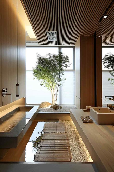 Bathroom design zen modern Zen House Interior, Modern Zen House, Zen Interior Design, Japanese Bathroom Design, Zen Bathroom Design, Japanese Style Bathroom, Wabi Sabi Interior Design, Zen Interiors, Zen House