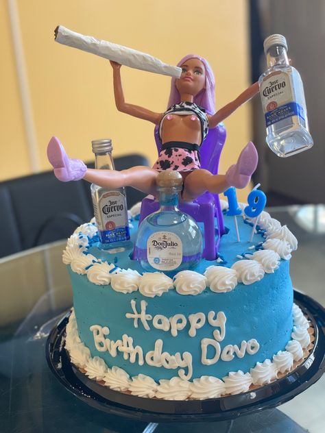 Birthday cake ideas 21st Birthday Cake Funny, Birthday Cake With Alcohol Bottles, Drunk Birthday Cake, Drunk Barbie Cake 21st, Male Birthday Cake, Booze Cake, Drunk Barbie Cake, 21st Bday Cake, 21 Cake