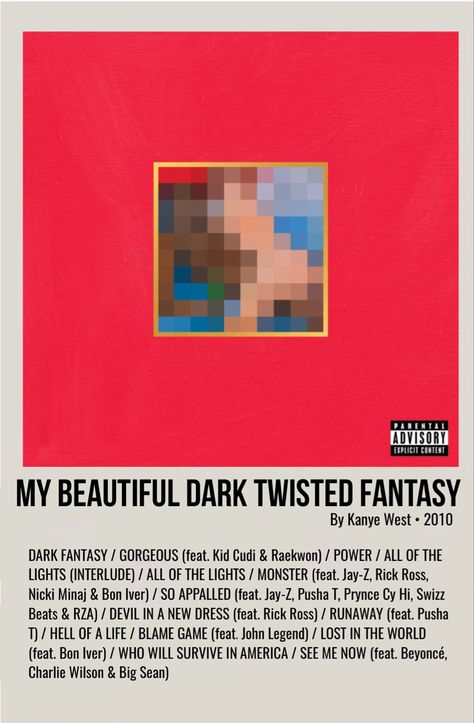 Kanye West Album Covers Poster, Kanye Album Cover Poster, Mbdtf Poster, Album Covers Kanye West, Album Covers Kanye, Minimal Album Cover Posters Kanye West, Kanye West Aesthetic Album Cover, Polaroid Album Cover, Rap Album Posters