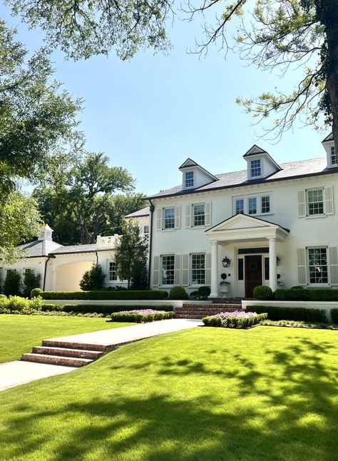 Tori Rubinson, Sherwin Williams Snowbound, Sloping Garden, Potted Boxwood, Pergola Deck, Farmhouse Colonial Exterior, Farmhouse Colonial, Downton Abby, Colonial Homes