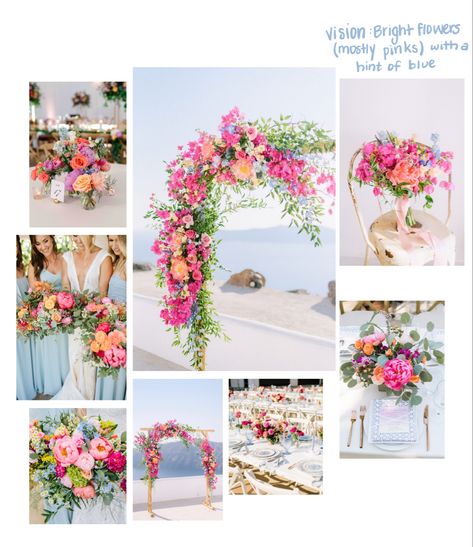 Vibrant Beach Wedding, Bright Beach Wedding Colors, July Wedding Themes, Wildflower Beach Wedding, Bright Beach Wedding, Colorful Beach Wedding, Beach Wedding Color Palette, Bright Floral Wedding, Bright Summer Wedding