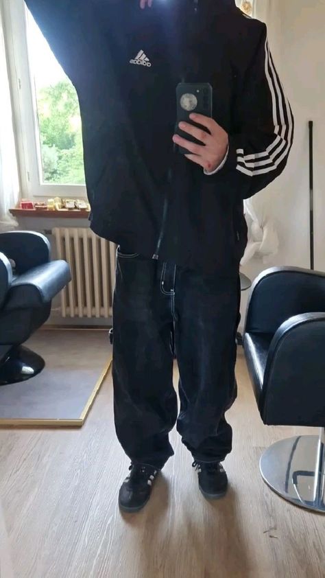 Addidasjacket, baggyclothes, oversized, baggypants, addidas sambas, gino iannucci sambas Mens Outfits