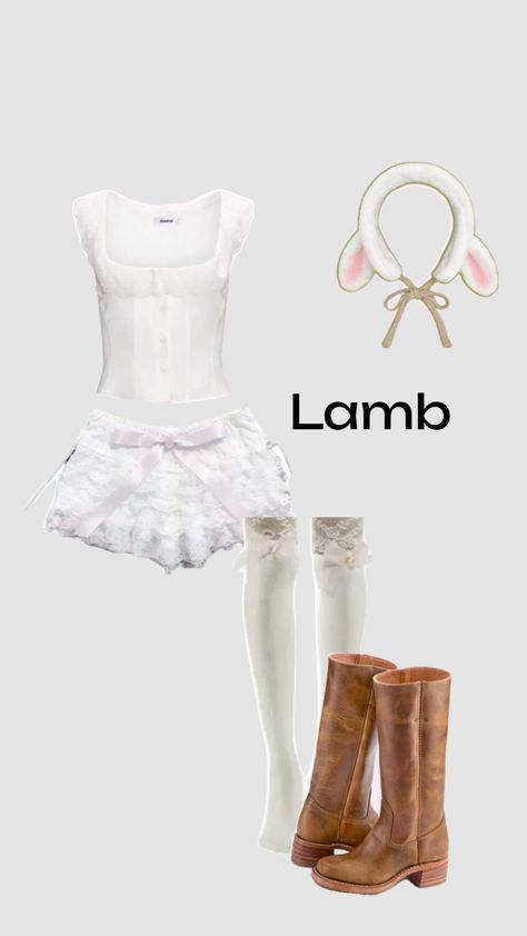 Diy Sheep Costume, Lamb Outfit, Sheep Costume, Lamb Costume, Sheep Costumes, Trio Halloween Costumes, Pretty Halloween Costumes, Chic Halloween, Trendy Halloween Costumes