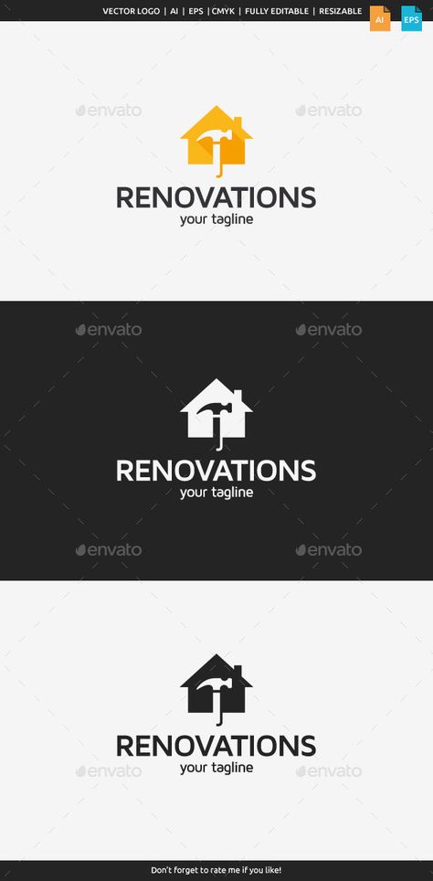 Home Renovations Logo Template by flatos Description This logo can be used by home renovation companies, construction companies etc.Whats included?100% vector AI and EPS f Home Renovation Logo, Renovation Logo, Construction Logo Design, Construction Companies, Building Logo, Architecture Logo, Logos Ideas, Construction Birthday Parties, Construction Business