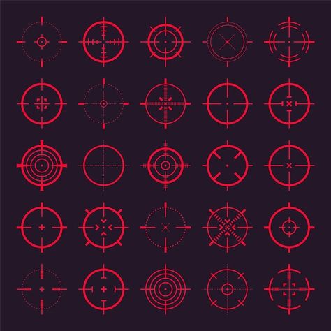 Crosshair Tattoo, Cyberpunk Tattoos, Target Symbol, Archery Design, Red Target, Cyberpunk Tattoo, Bullseye Target, Adobe Illustration, Sprite Sheet