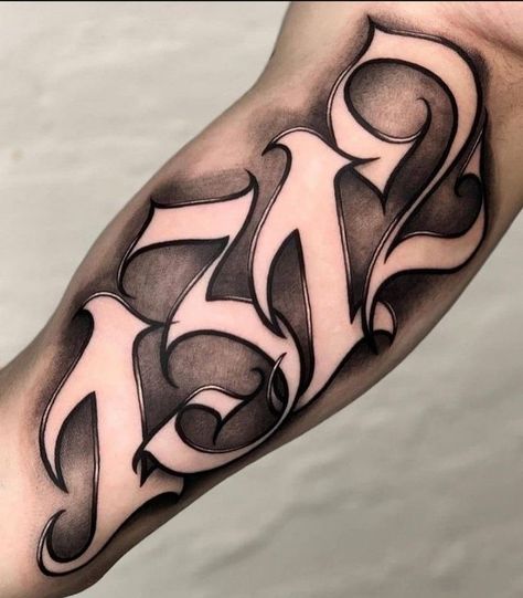 Chicano Number Fonts, Lettering Numbers Tattoo, Number Fonts For Tattoos, Chicano Numbers, Number Tattoo Ideas, Typographic Tattoo, Gotik Tattoo, Number Tattoo Fonts, Fonts For Tattoos