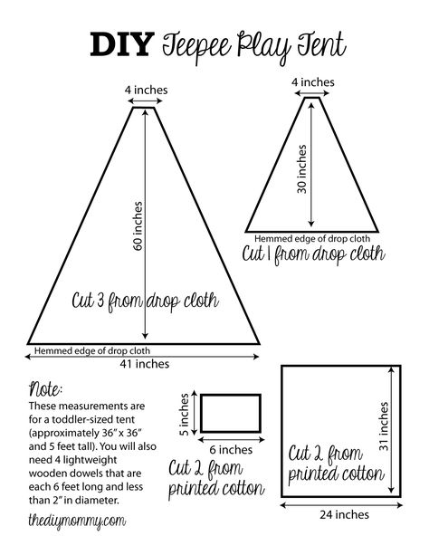 DIY Teepee Play Tent Tutorial by The DIY Mommy Divina carpita! Teepee Pattern Free, Diy Tepee Tents, Teepee Template, Homemade Teepee, Teepee Diy, Teepee Tutorial, Diy Kids Teepee, Teepee Pattern, Tent Diy