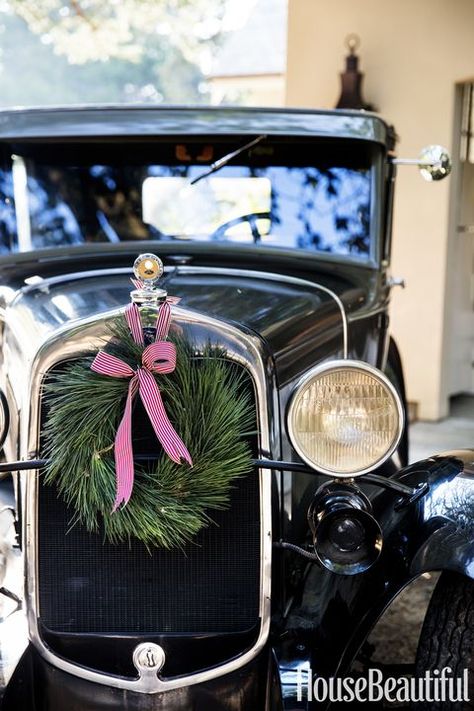 Alison Pickart Ford Blind Black Fordor Model A Car Wreath, Outdoor Table Ideas, Best Outdoor Christmas Decorations, Spring Interior Design, The Santa Clause, Greenery Wreaths, Anne White, White Interiors, Christmas Blessings