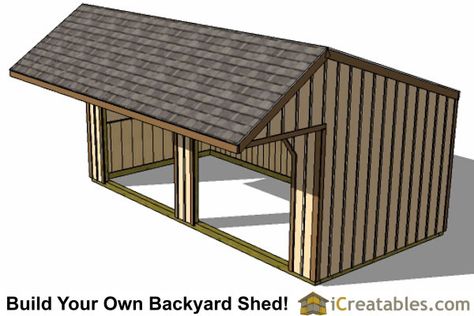 12x20 Run In Shed Plans With Cantilever Cantilever Roof, Run In Shed Plans, Trailer Workshop, 12x24 Shed, Goat Shelter, Loafing Shed, Tin Shed, Corrugated Metal Roof, Run In Shed