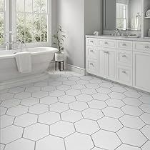 Big Hexagon Tile Bathroom, Modern Tile Bathroom Floor, Hexagon Mosaic Tile Bathroom, Herringbone Tile Bathroom, Hexagon Tile Bathroom, White Herringbone Tile, Hexagon Tile Floor, Bathroom Showers, Modern Bathroom Tile