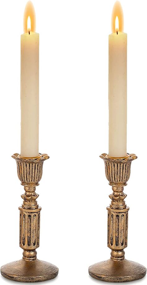 Gold Candlestick Holders, Table Candles, Candle Tattoo, Table Decor Wedding, Anniversary Decoration, Tapered Candle, Wedding Anniversary Decorations, Tall Candle Holders, Gold Candle Sticks