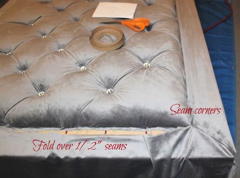 DIY Headboard with crystal buttons - Design by D9 Upholstered Bedframe, Diy Headboard Ideas, Diy Tufted Headboard, Diy Bed Headboard, Diy Headboard Upholstered, Tufted Headboards, Buttons Design, Pallet Headboard, Headboard Ideas