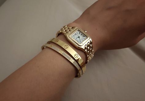 Panther Watch, Cartier Panthere Watch, Panthere Watch, Cartier Panther, Cartier Panthere, Yellow Gold Jewelry, Gold Line, Two Tone Watch, Wrap Watch