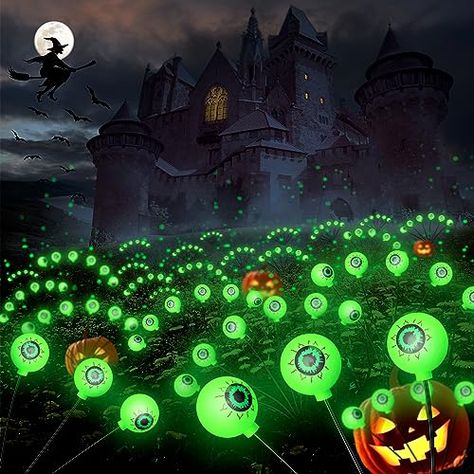 Halloween Decorations Outdoor Eyeball Lights, Solar Powered 2PACKS 12LED Swaying Halloween Lights, Waterproof Outdoor Halloween décor Path Lights for Garden/Yard/Party/Lawn/Patio Pathway (Green) Lawn Party Decorations, Halloween Lighting Outdoor, Patio Pathway, Scary Halloween Decorations Outdoor, Lights For Garden, Halloween Decorations Outdoor, Solar Path Lights, Yard Party, Firefly Lights