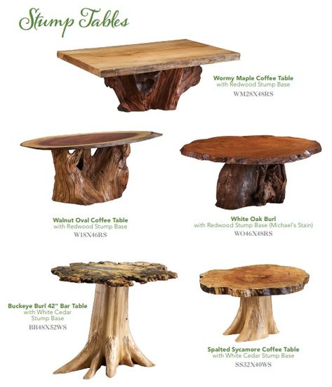 Cabin Living Room Furniture, Stump Table Outdoor, Rustic Cabin Living Room, Tree Stump Furniture, Log End Tables, Creative Bedside Table, Tree Stump Side Table, Wood Log Crafts, Tree Stump Table