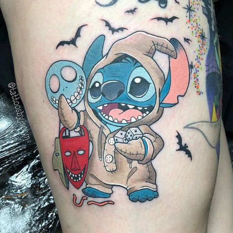 🦄Jackie Huertas 🌈 (@tattoosbyjaclyn) • Instagram photos and videos Jack Skeleton Tattoo, Babe Tattoo, Tattoos Disney, Indian Tattoo Design, Tim Burton Tattoo, Jack Tattoo, Nightmare Before Christmas Tattoo, Stitch Tattoo, Christmas Tattoo