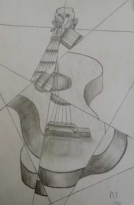 Picasso Inspired Cubist Guitars Mr Moller's Art Class - Cubism Drawing Cubism Guitar Art, Distorsi Art, Cubist Art Ideas, Cubism Art Ideas Inspiration, Rhythm Art Drawing, Cubism Guitar, Kubisme Art, Cubism Art Ideas, Cubism Art Modern