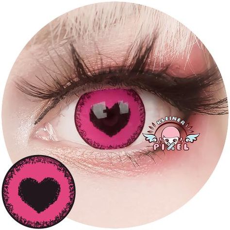 Heart Contacts Lenses, Heart Eyes Contacts, Heart Pupil Contacts, Pink Heart Contacts, Pink Eye Contacts, Heart Contacts, Pink Contacts, Yuno Cosplay, Cool Contacts