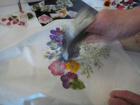 Pounded Flowers, Flower Pounding, Hammered Flowers, Spring Table Runner, Eco Dyeing, Floral Table Runner, Floral Table, Pressed Flower Art, Eco Printing