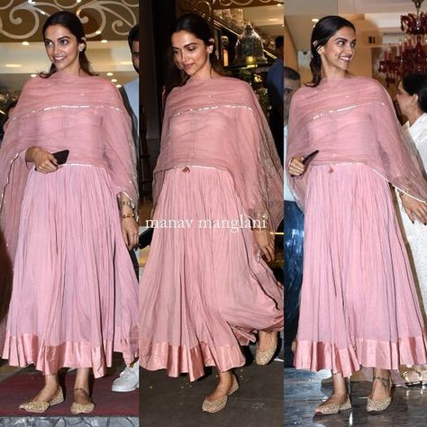 Hot Pink Anarkali Suits, Pink Anarkali Suits Simple, Deepika Earrings, Anarkali Suits Simple, Pink Anarkali Suits, Simple Indian Suits, Anarkali Designs, Pink Anarkali, Cannes Red Carpet