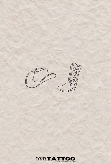 Cowboy had & boots 🤠 Cowboy Boot Tattoo, Matching Friend Tattoos, Cowgirl Tattoos, Cowboy Tattoos, Country Tattoos, Bestie Tattoo, Western Tattoos, Small Pretty Tattoos, Petite Tattoos