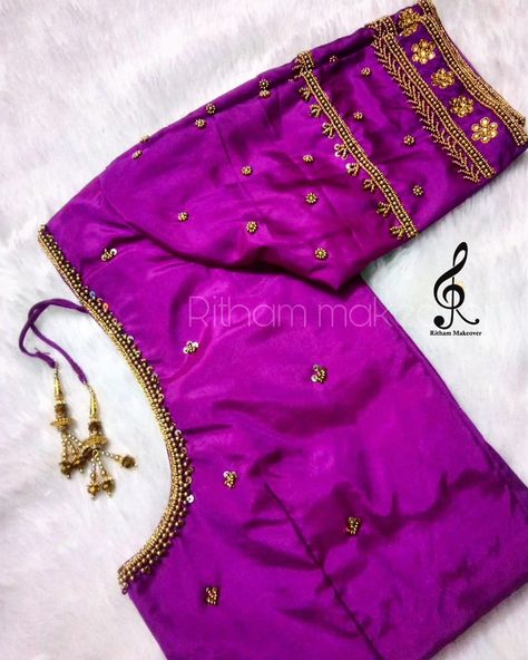 Marriage Saree, Simple Aari Work Blouse Design, Simple Aari Work Blouse, Simple Aari Work, Lengha Blouse, Aari Work Blouse Design, Paithani Blouse, Lengha Blouse Designs, Magam Work Designs