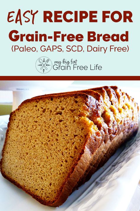 Easy Grain-Free Bread (Paleo, GAPS, SCD, Dairy Free) Grain Free Dairy Free Breakfast, Grain Free Bread Machine Recipes, Paleo Quick Bread, Paleo Bread Machine Recipes, Easy Keto Breakfast On The Go, Gaps Bread, Grain Free Dairy Free Recipes, Grain Free Meals, Scd Diet Recipes