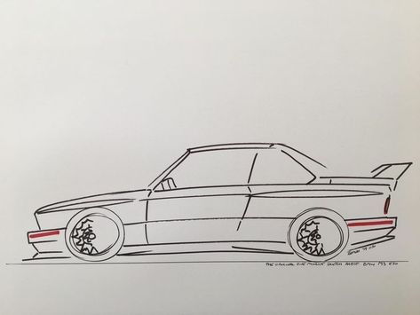 Bmw E30 Sketch, E30 Sketch, E30 Tattoo, Simple Car Drawing, Car Drawing Easy, Easy Graffiti Drawings, How To Sketch, E30 M3, Flower Line Drawings