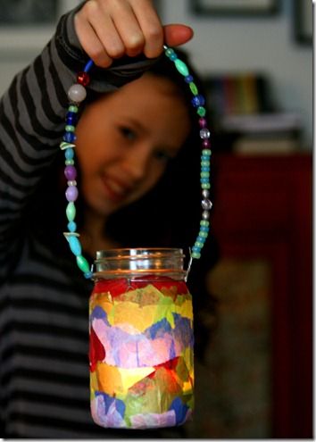 Lantern Crafts For Kids, Mason Jar Lantern, Lantern Crafts, Holiday Mason Jar, Tissue Paper Crafts, Mason Jar Lanterns, Lantern Craft, Lantern Ideas, Jar Lanterns