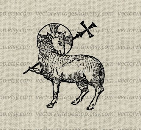 Angus Dei, Lamb Tattoo, Catholic Symbols, Medieval Tattoo, Svg Clip Art, Agnus Dei, Clipart Vintage, Lamb Of God, Easter Religious