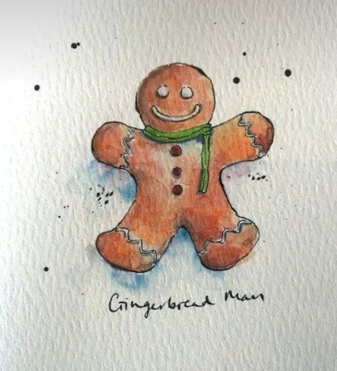 Watercolor Christmas Cards Diy, Painted Christmas Cards, Man Card, Christmas Gingerbread Man, Christmas Card Art, Christian Cards, Christmas Gingerbread Men, Homemade Christmas Cards, Watercolor Christmas Cards