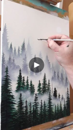 Misty forest painting using acrylic. #painting #acrylic #art #acrylicpainting #forest #mistyforest #timelapse | Graham Bradshaw Art Easy Forest Painting, Painting Ideas On Canvas Nature, Paint A Forest, Misty Forest Painting, Forest Acrylic Painting, Pine Tree Painting, Canvas Painting Landscape, Misty Forest, Forest Painting