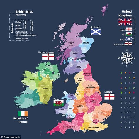 Researchers have found 23 distinct Irish genetic clusters in Ireland and Britain. These are most distinct in western Ireland, but less pronounced in the east. In the stock image above, the many different territories making up the British Isles, including Ireland and the UK, can be seen Western Ireland, Genealogy Map, Map Of Britain, Irish Genealogy, Scottish Ancestry, Family Tree Genealogy, Genealogy Resources, Uk History, Ancestry Genealogy